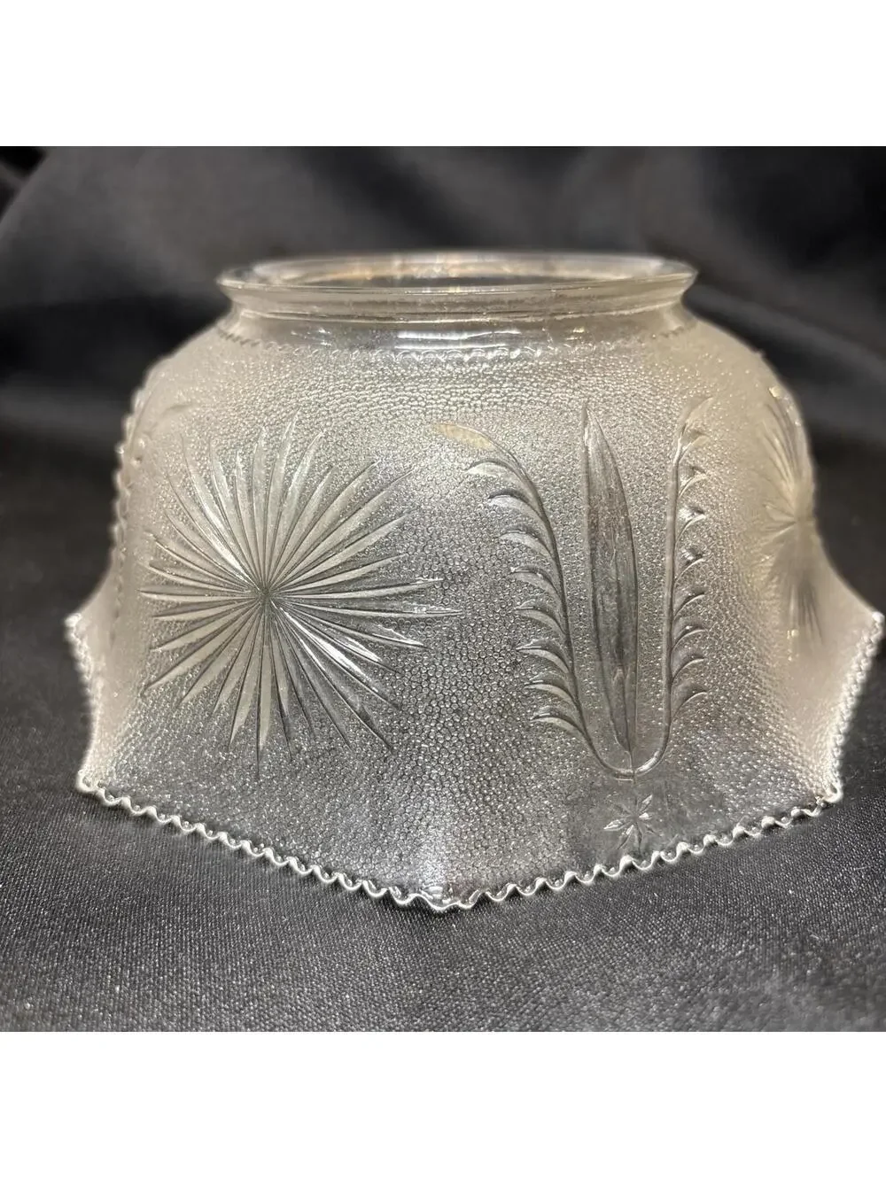VTG MCM Stippled Pressed Glass Light Shade Starburst Atomic 3.25” Fit Great Con.